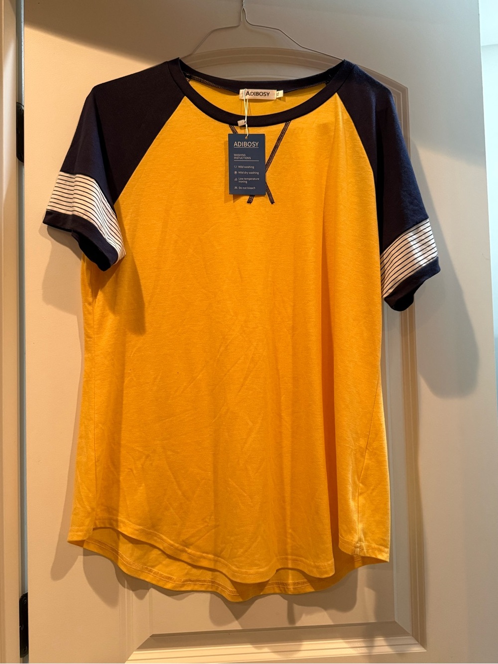 Women's Short Sleeve Raglan Tee - Yellow/Navy